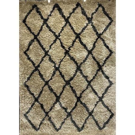 Palacedesigns 5 x 7 ft. Cream & Black Lattice Area Rug PA2476099